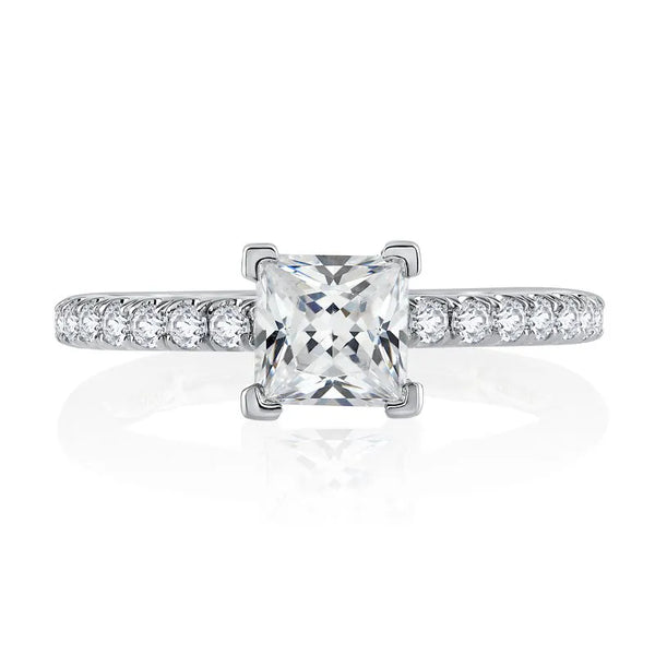 A.JAFFE 18K White Gold Princess Center Engagement Ring ME2251Q/143