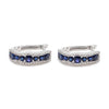 14K White Gold Diamond Blue Sapphire Huggie Earrings