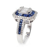 18K White Gold Blue Sapphire Diamond Ring