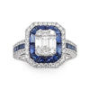 18K White Gold Blue Sapphire Diamond Ring