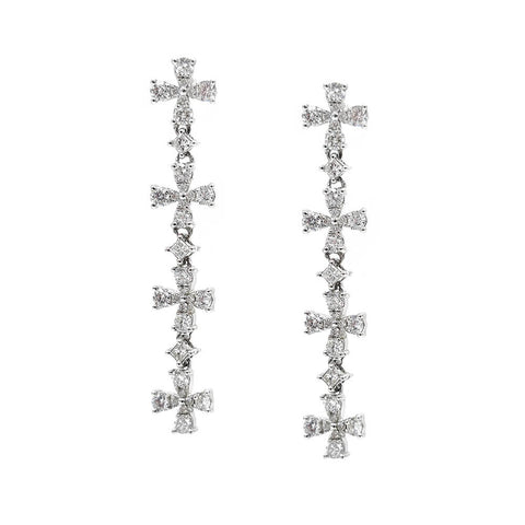 14K White Gold Diamond Drop Earrings, 3.50g