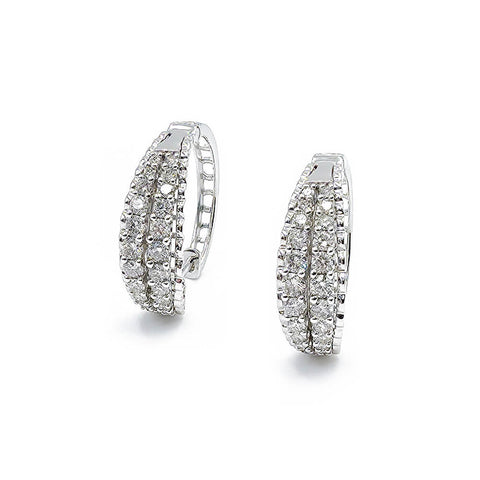 14K White Gold Diamond Hoop Earrings, 4.56g
