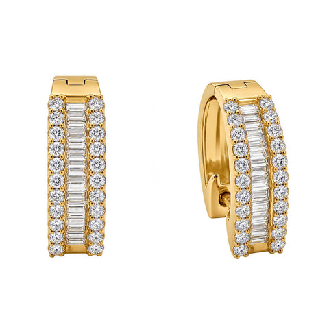 14K Yellow Gold Diamond Huggie Earrings, 0.84ctw, 4.98gr