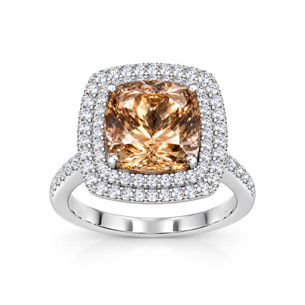 14K White Gold Diamond Morganite Ring