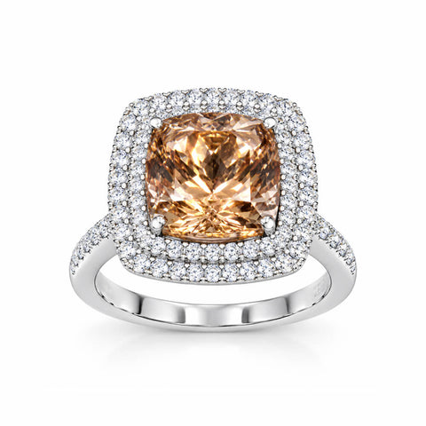 14K White Gold Diamond Morganite Ring