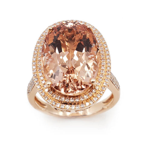 14K Rose Gold Diamond Morganite Ring