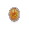 14K White Gold Diamond Mexican Fire Opal Ring