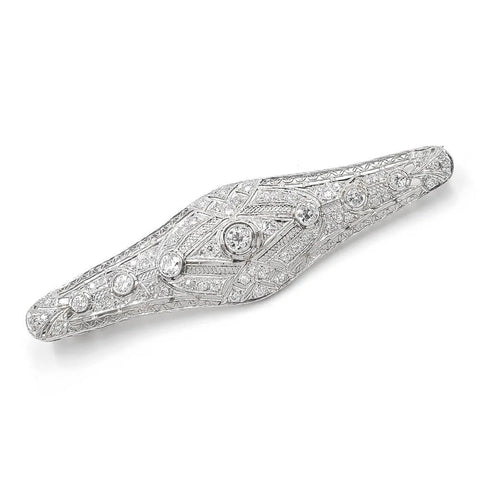 Pre-Owned 18K White Gold Diamond Brooch