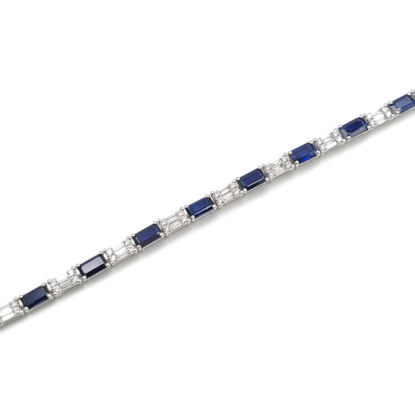 14K White Gold Diamond Sapphire Bracelet 1002488226