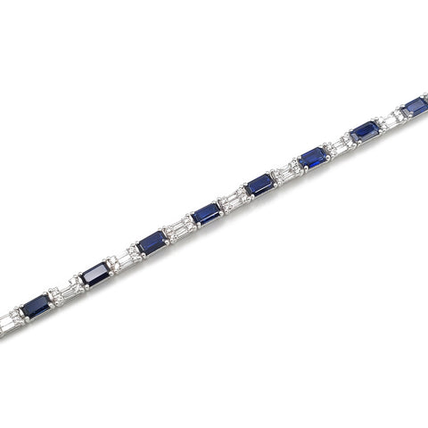 14K White Gold Diamond Sapphire Bracelet 1002488226