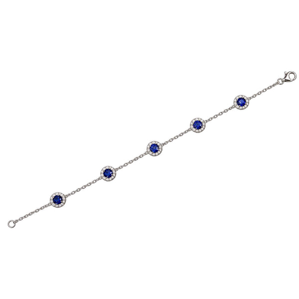 14K White Gold Diamond Sapphire Bracelet