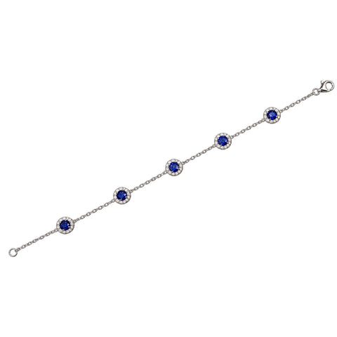 14K White Gold Diamond Sapphire Bracelet