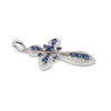 14K White Gold Diamond and Sapphire Cross Pendant Necklace