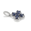14K White Gold Diamond and Blue Sapphire Pendant Necklace