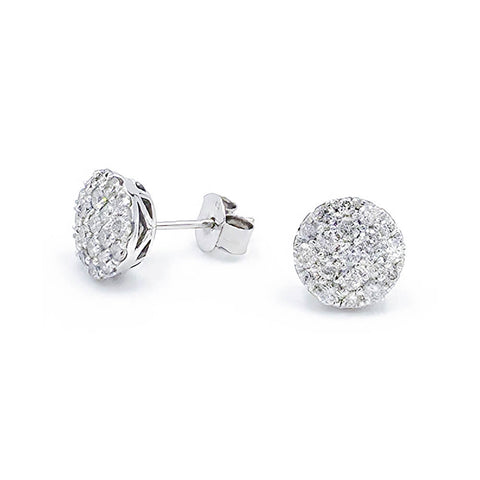 14K White Gold Diamond Stud Earrings, 2.88g
