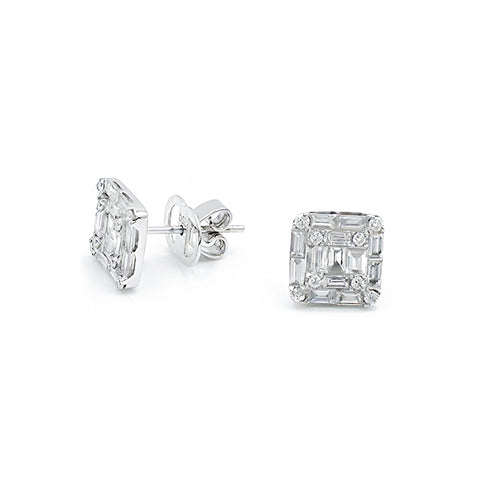14K White Gold Diaomnd Stud Earrings PDE415-14