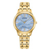 Citizen Yellow Gold-tone Blue Dial Eco-Drive Ladies Watch EM1212-56L