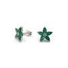 14K White Gold Emerald and Diamond Stud Earrings