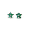 14K White Gold Emerald and Diamond Stud Earrings