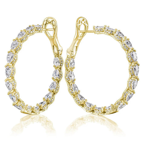 Tacori 18K Yellow Gold Pear Diamond Hoop Earrings FE812Y