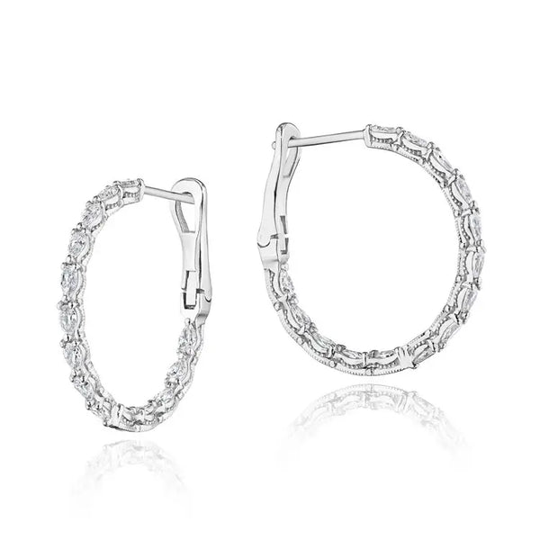 Tacori 18K White Gold Large Hoop Earrings FE828