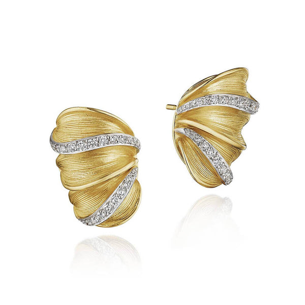 Tacori Dahlia Multi Petal Diamond Huggie Earrings FE904Y