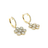14K Yellow Gold Flower Design Drop Diamond Earrings