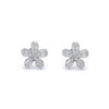 14K White Gold Flower Desgin Diamond Stud Earrings
