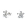 14K White Gold Flower Desgin Diamond Stud Earrings
