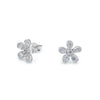 14K White Gold Flower Desgin Diamond Stud Earrings