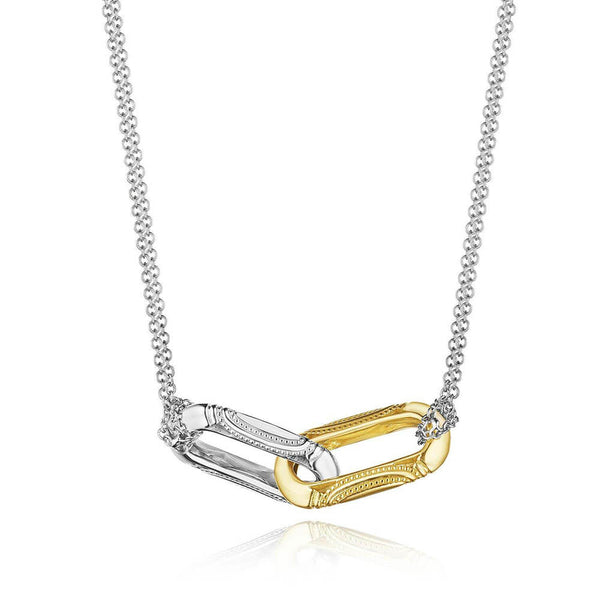 Tacori Crescent Eclipse Two-Tone Milgrain Double Link Pendant FN842WY17