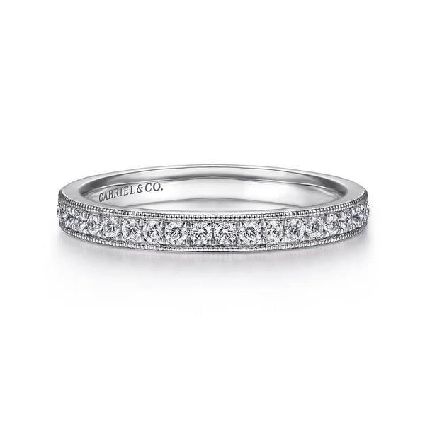 Gabriel & Co. 14K White Gold Micro Pave Channel Diamond Wedding Band AN7643W44JJ