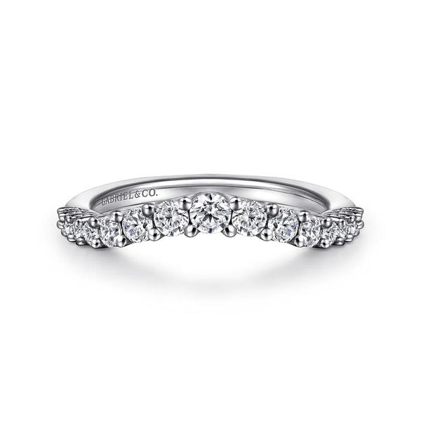 Gabriel & Co. Soire Curved 14K White Gold Shared Prong Diamond Wedding Band AN10959W44JJ