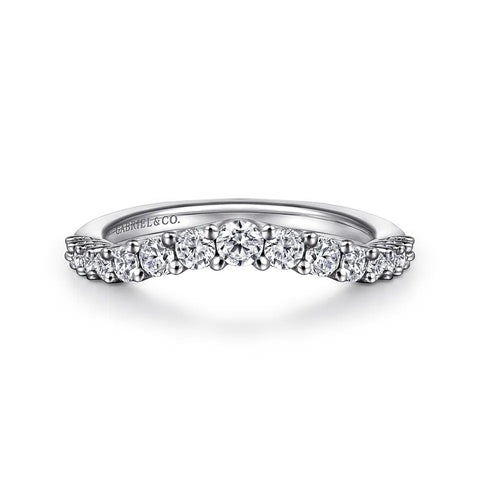 Gabriel & Co. Soire Curved 14K White Gold Shared Prong Diamond Wedding Band AN10959W44JJ
