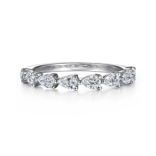 Gabriel 14K White Gold East West Prong Set Pear Shape Diamond Anniversary Band AN16733W44JJ