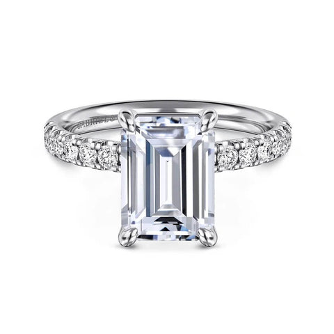 Gabriel & Co. 14K White Gold 1/2 Way Emerald Cut Diamond Engagement Ring ER16572E12W44JJ