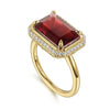 Gabriel & Co. 14K Yellow Gold Diamond & Garnet Emerald Cut Ladies Ring LR52481Y45GN