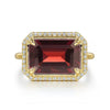 Gabriel & Co. 14K Yellow Gold Diamond & Garnet Emerald Cut Ladies Ring LR52481Y45GN