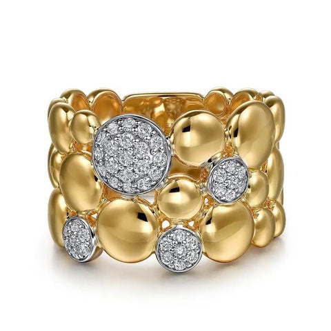 Gabriel 14K White Yellow Gold Bujukan Pave Diamond Wide Band Ring LR52776M45JJ