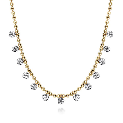 Gabriel 14K Yellow Gold Diamond Drop Station Necklace NK7233Y45JJ