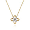 Gabriel 14K Yellow Gold Twisted Rope Clover Pendant Necklace with Diamond Petals NK5954Y45JJ