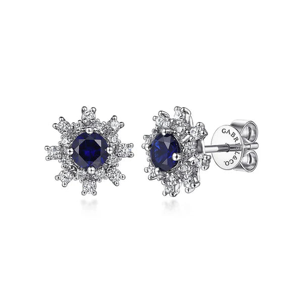 Gabriel Lusso Diamond and Blue Sapphire Stud Earrings EG14834W45SA