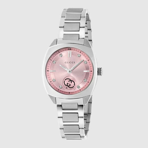 Gucci Interlocking 29mm Pink Dial Steel Bracelet Quartz Women's Watch YA142511