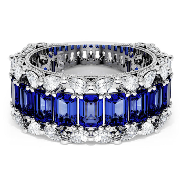Tacori Classic Crescent RoyalT Emerald and Pear Blue Sapphire Mosaic Band HT269565BS112