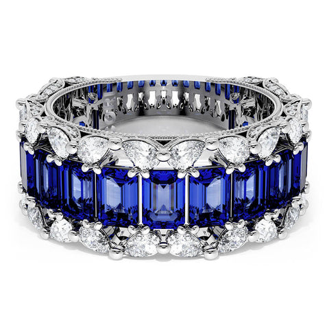 Tacori Classic Crescent RoyalT Emerald and Pear Blue Sapphire Mosaic Band HT269565BS112