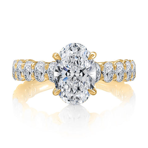 A.JAFFE Four Claw Prongs Hidden Halo Oval Center Engagement Ring MECOV3089T/371
