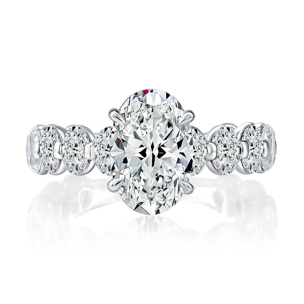 A.JAFFE 18K White Gold Oval Center Engagement Ring MECOV3696L/420