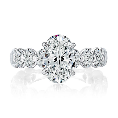 A.JAFFE 18K White Gold Oval Center Engagement Ring MECOV3696L/420