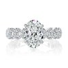 A.JAFFE 18K White Gold Oval Center Engagement Ring MECOV3696L/420