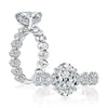 A.JAFFE 18K White Gold Oval Center Engagement Ring MECOV3696L/420